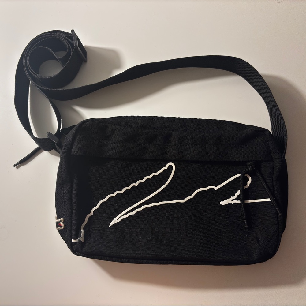 Lacoste Black Belt Bag with White Logo